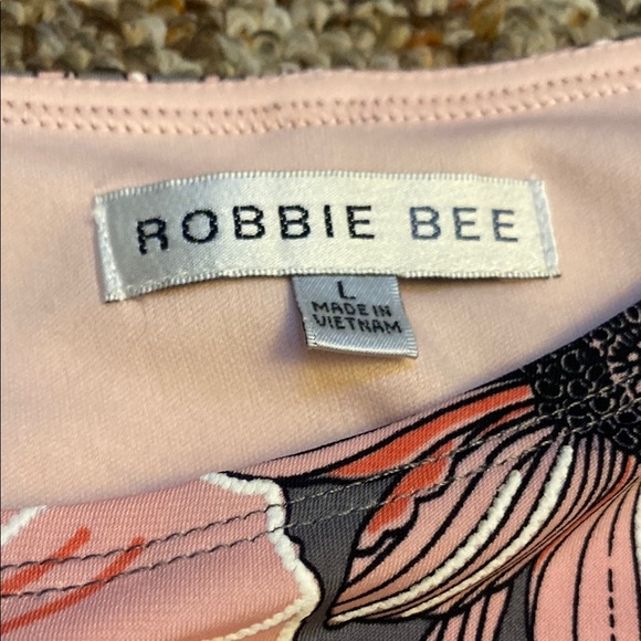 Robbie Bee Gray and Pink Floral Dress NWOT Size Large - Picture 3 of 10
